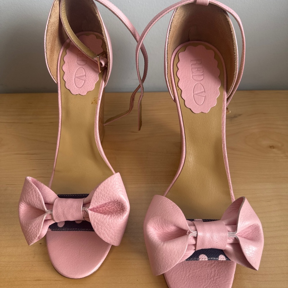 Valentino Red Pink Ankle Strap Wedge